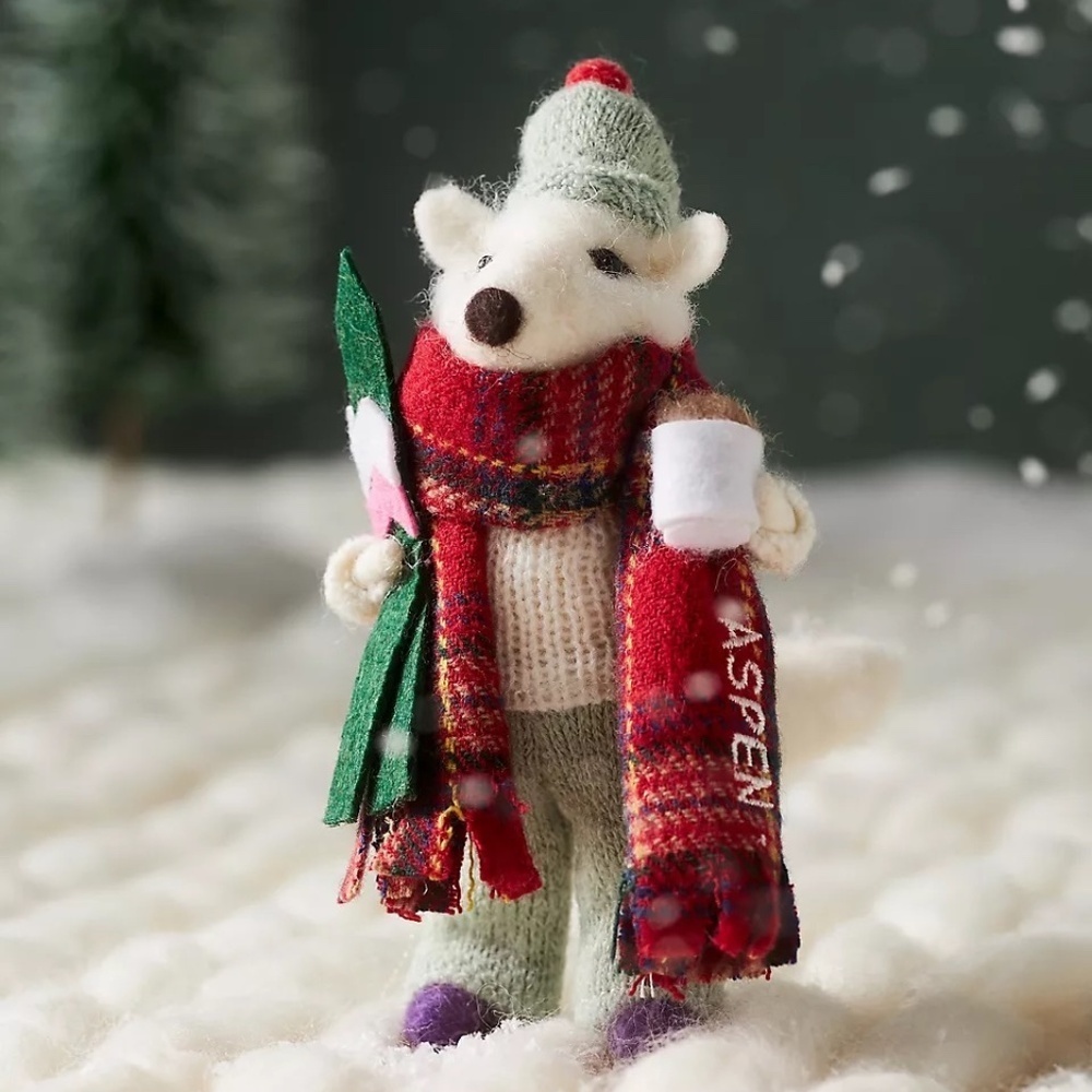 - NWT Anthropologie Travel Fox Aspen Christmas Felt Ornament